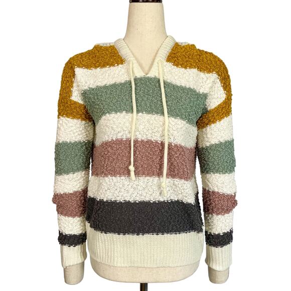 Absolutely Chunky Knit Hoodie Sweater S Nordstrom Striped Boucle NWT - Picture 1 of 10